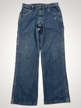 KEY Vintage Baggy Relaxed Dungarees Denim Carpenter Work Pants Jeans Men's 34x32